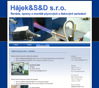 Web strnka pre firmu Hjek & S & D s.r.o.