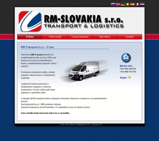 Web strnka pre firmu RM Transport - Transport and Logistics